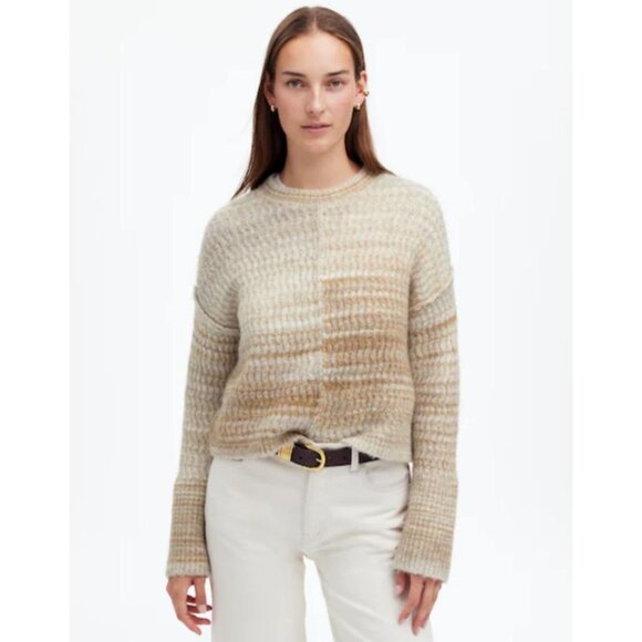 Madewell Sweaters - Madewell XL Space-Dyed Crewneck Sweater Alpaca-Blend Neutral Beige Relaxed Fit